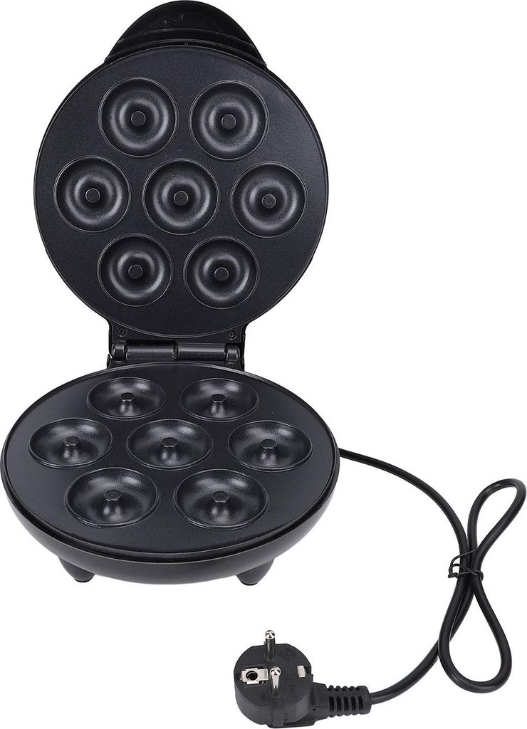 Mini Donut Maker 7 Löcher SUS Aluminium Antihaft elektrische Donut Maker Maschine für Haus Frühstück Desserts Snacks EU Stecker 220V 1200W Schwarz