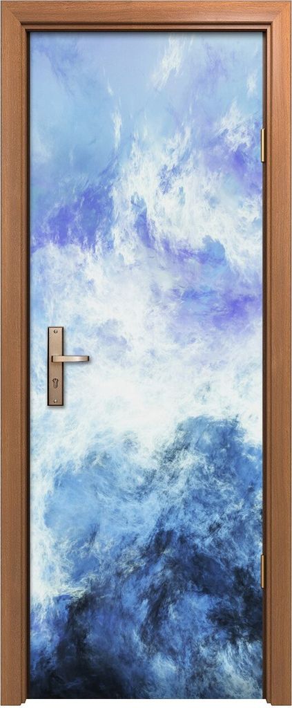 Türposter 70x200 cm Türaufkleber Türtapete Türfolie Klebefolie Abstrakte surreale graue blaue Wolken