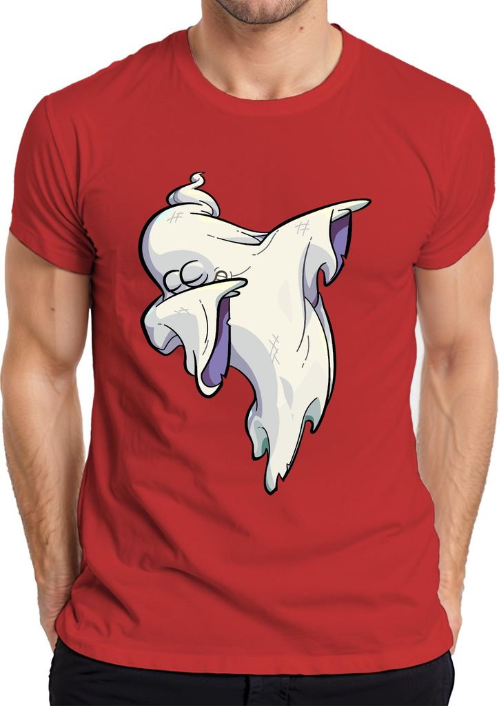 Halloween Geist Dab Cartoon Gespenst Spukhaus Gruselig Dabbing Herren T-Shirt, Rot, 3XL