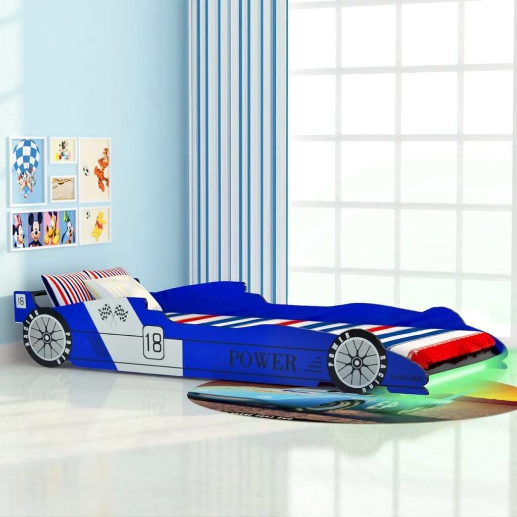 Maison Exclusive - Kinderbett mit LED im Rennwagen-Design 90 x 200 cm Blau