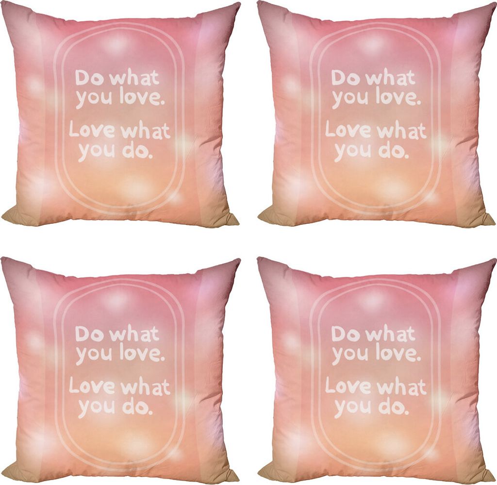 ABAKUHAUS Liebe was du tust Kissenbezug Set (4 Stück), Pastellfarbig Bokeh-Effekt, Moderner Doppelseitiger Digitaldruck, 60 cm x 60 cm, Blasse Pfi...
