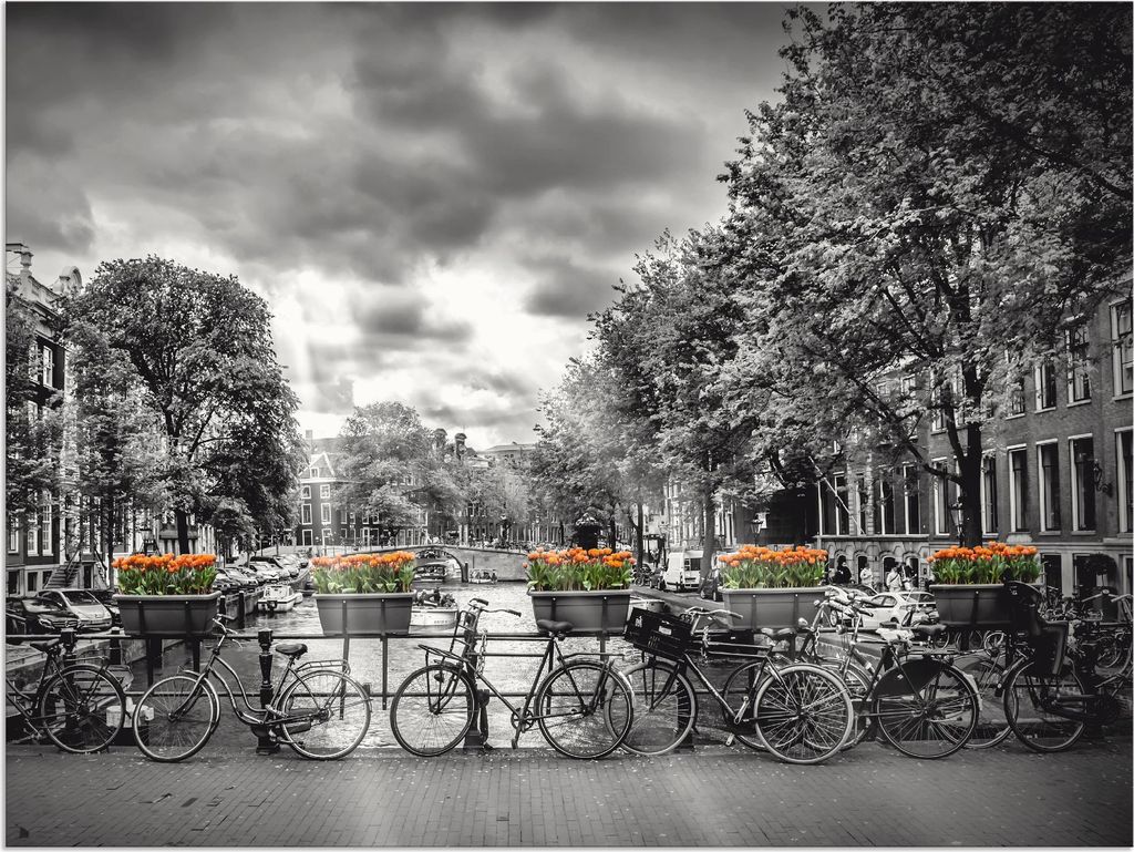 ARTland Wandbild Alu für Innen & Outdoor Amsterdam Herengracht Sonnenstrahlen II Größe: 40x30 cm