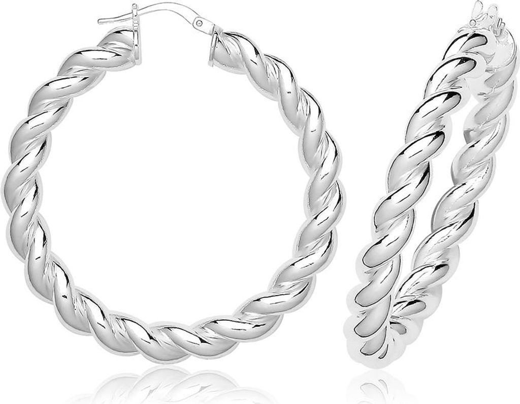 925 Sterling Silber Damen - Paar Creolen - 30mm; TRS37231MM30