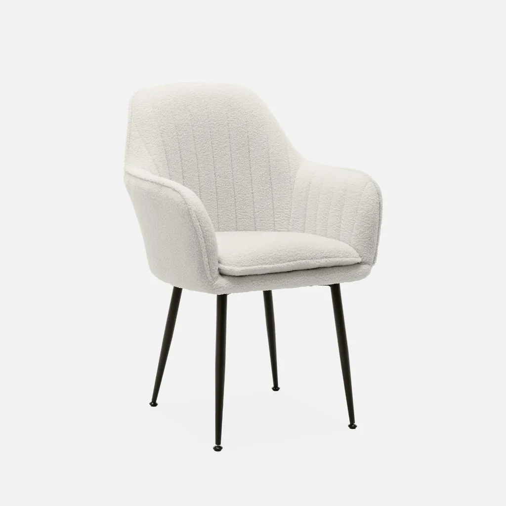 Poltrona Bouclé Bianco e Metallo | Design Moderno Relax Living