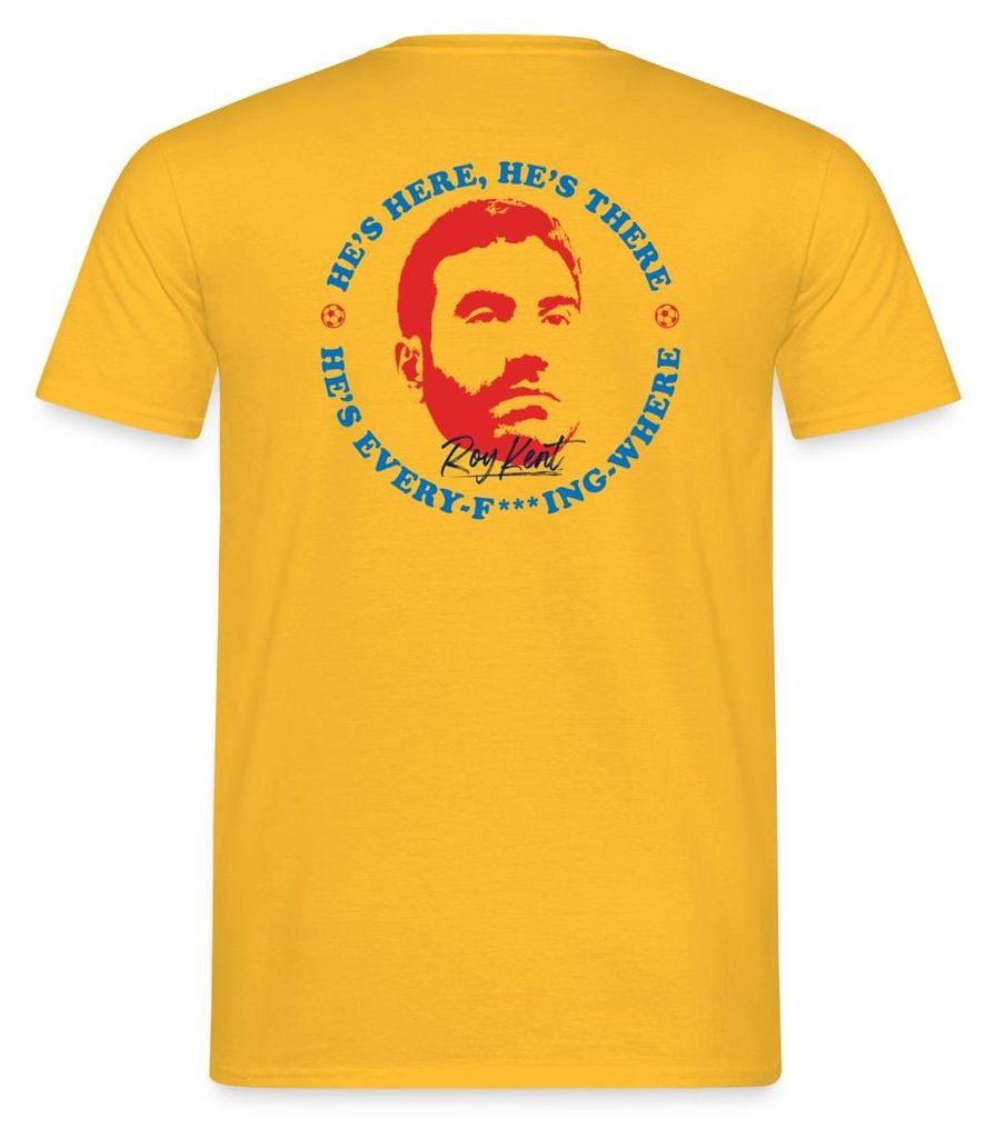 Spreadshirt Ted Lasso Roy Kent He's Here He's There Männer T-Shirt, XXL, Gelb
