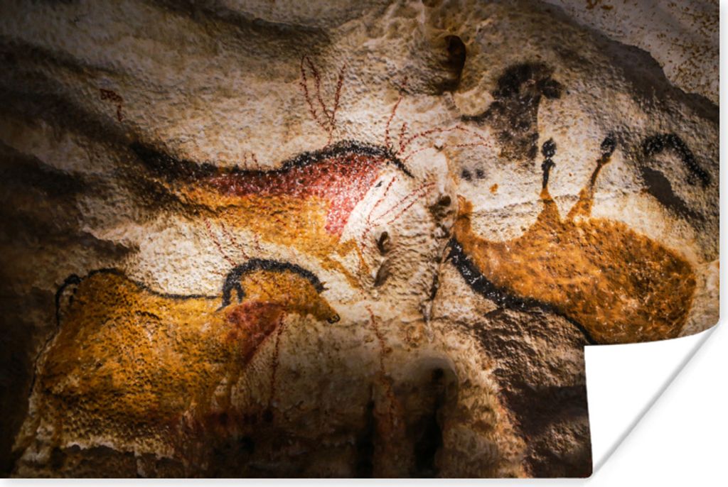 MuchoWow Poster Wandgemälde in den Höhlen von Lascaux in Frankreich 120x80 cm - Bilder