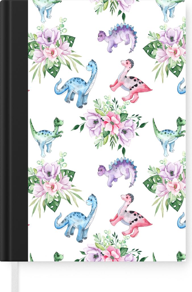 MuchoWow Notizbuch Tagebuch Haushaltsbuch Notebook A5 Kinderzimmer - Farben - Dinosaurier - Kinder - Rosa - Kinder - Notizblock - Notizheft - Not...