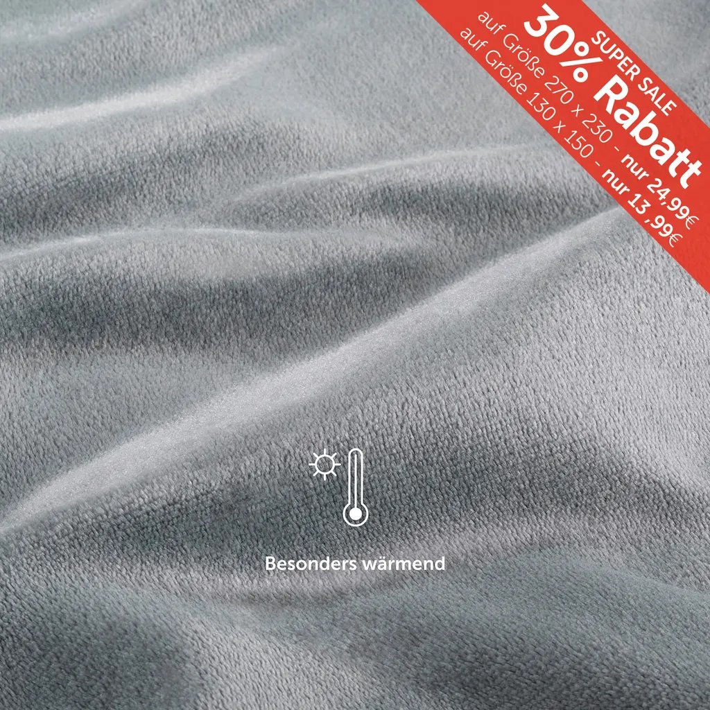 Blumtal coperta in pile soffice - coperta da divano certificata Oeko-TEX®, coperta da divano, coperta per bambini, coperta, copriletto e coperta da soggiorno, 130x150 cm, grigio - 3