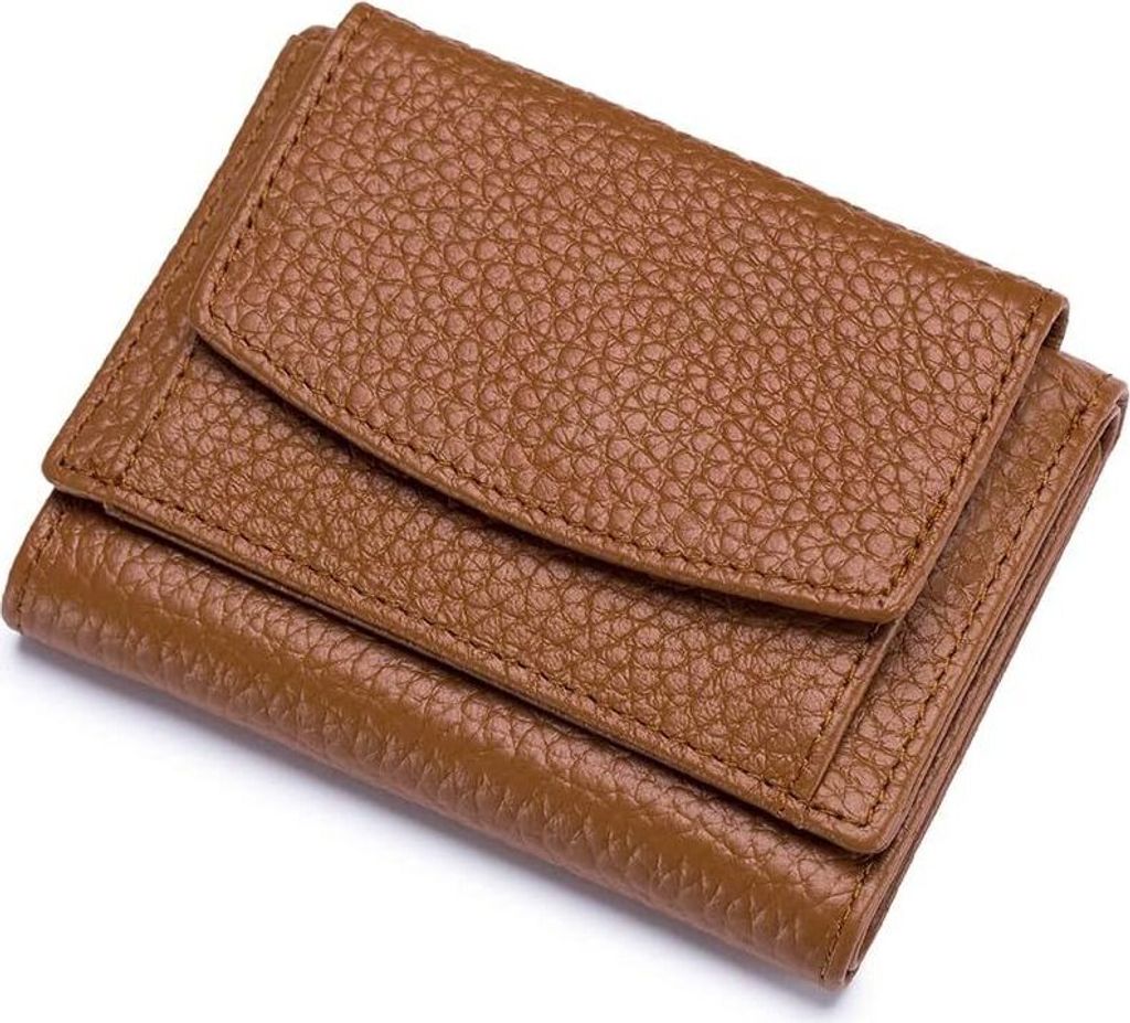 kleine Geldbörse Damen mit Münzfach Echtleder Geldbeutel Damen Mini Portemonnaie mit RFID Schutz Kreditkartenetui für Frauen Mädchen