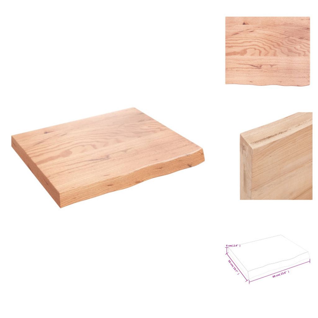 vidaXL Wandregal Hellbraun 60x50x(2-6) cm Massivholz Eiche Behandelt - Wandregale