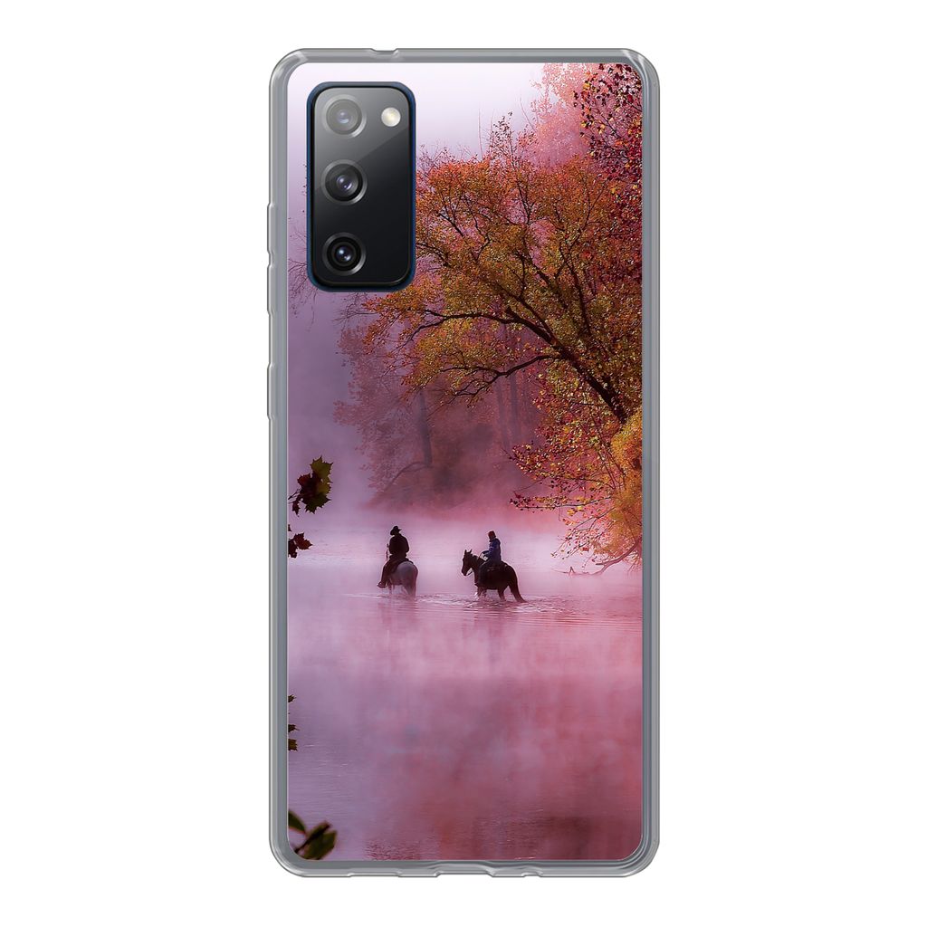 MuchoWow Handyhülle Schutzhülle Hülle für Samsung Galaxy S20 FE Pferde - Nebel - Wald Silikon Softcase Handy Hülle - Abdeckung