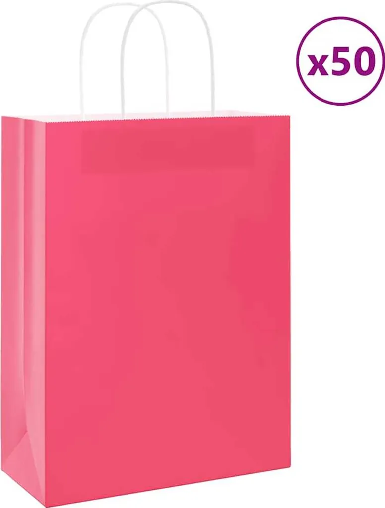 Sacchetti di carta resistente 50 pezzi con manici Rosa 26x12x35 cm - sacchetti regalo Octo3678574 1pacco
