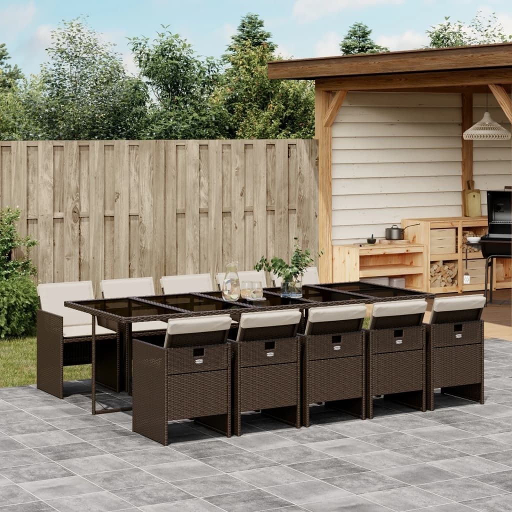 Stabli Möbel Gartenmöbel Set Balkonmöbel-Set 11-tlg. Garten-Essgruppe mit Kissen Braun Poly Rattan - Gartenmöbelgarnituren CC7219897 5parcel