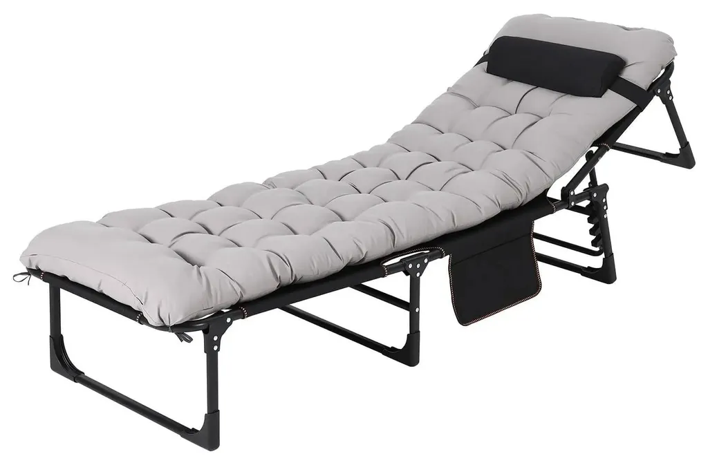 Lit de camping anti-mal de dos 200 cm avec matelas amovible ergonomique