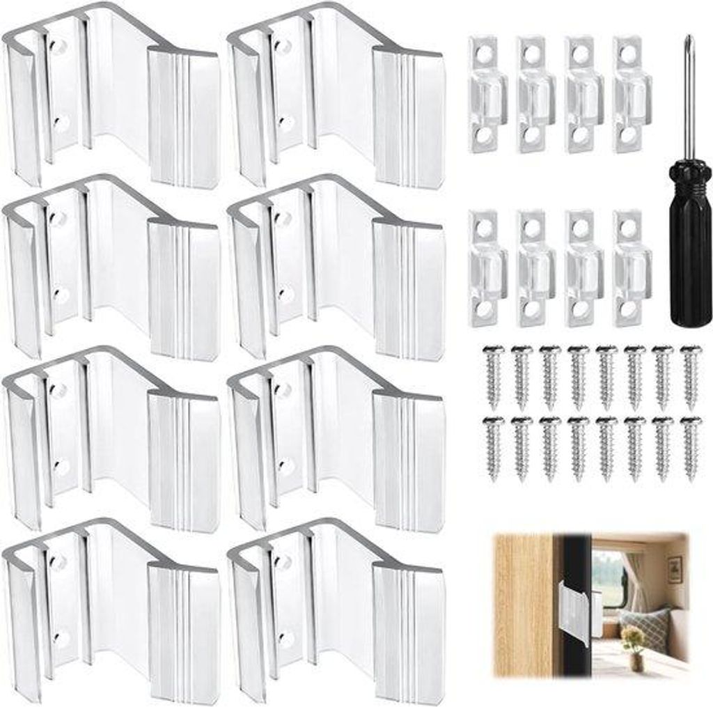 Universal PVC-Schuifdeurvergrendelingsset - 8er-Pack - Transparenz - Reise- und Camping-Ausstattung