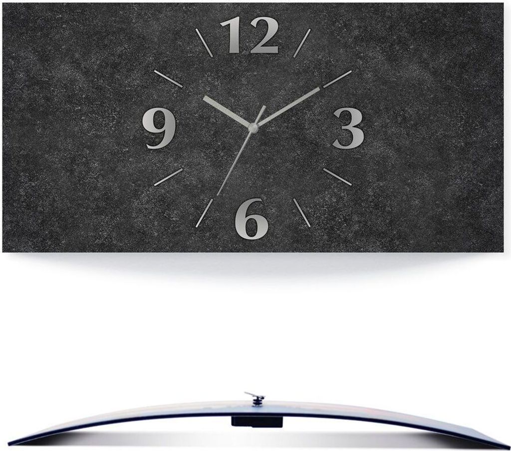 A rectangular wall clock with a granite-like texture and silver hands and numbers, shown against a white background.