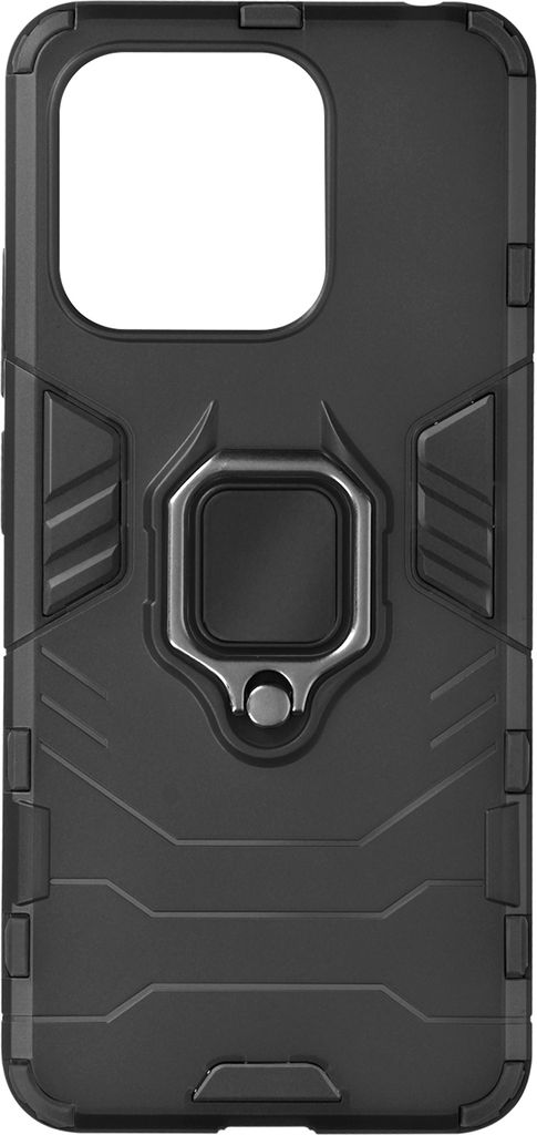 Hybrid Schutzhülle für Xiaomi Redmi 12C Stoßfest Metallring Halterung – Schwarz