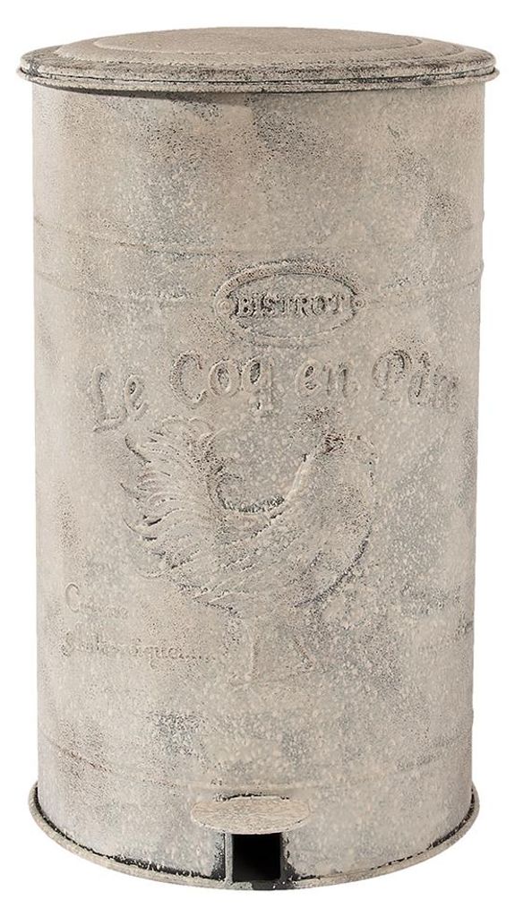 Cestino a pedale Clayre & Eef 12000 ml Bianco Ferro Pollo Immagine del prodotto 