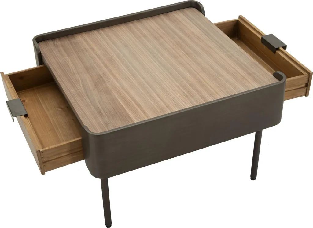 Table basse Tavolo 60x60x41 cm en métal et sapin brun style industriel