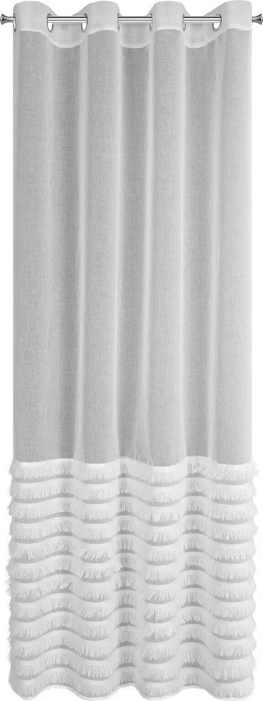 Rideau Translucide Blanc DANA 140x250 cm Finition Franges Haute Qualité
