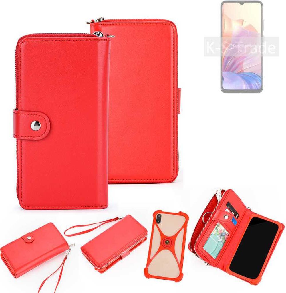 K-S-Trade 2in1 Schutzhülle Portemonnee Handyhülle mit Bumper kompatibel mit Blackview Oscal C80 Hülle Case Etui Geldbörse Smartphone rot (1x)
