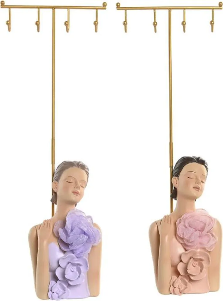 Présentoir à bijoux Home ESPRIT Corail Violet Métal et Résine - 2 Pièces