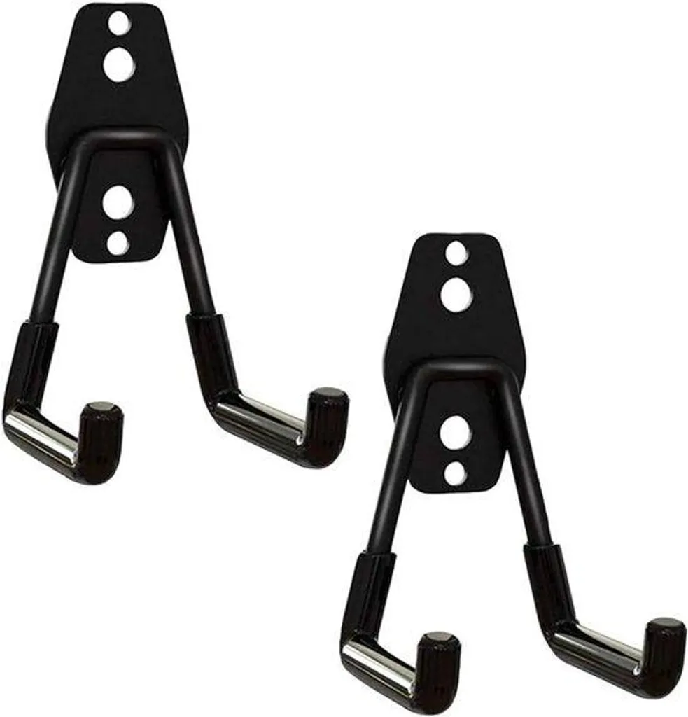 Crochet pour outils de jardin : lot de 2 supports muraux garage noirs