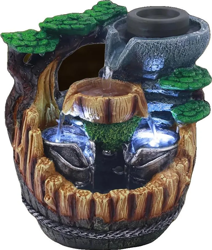 Fontaine résine 25 cm style moderne - Débit d'eau apaisant 220V Zen
