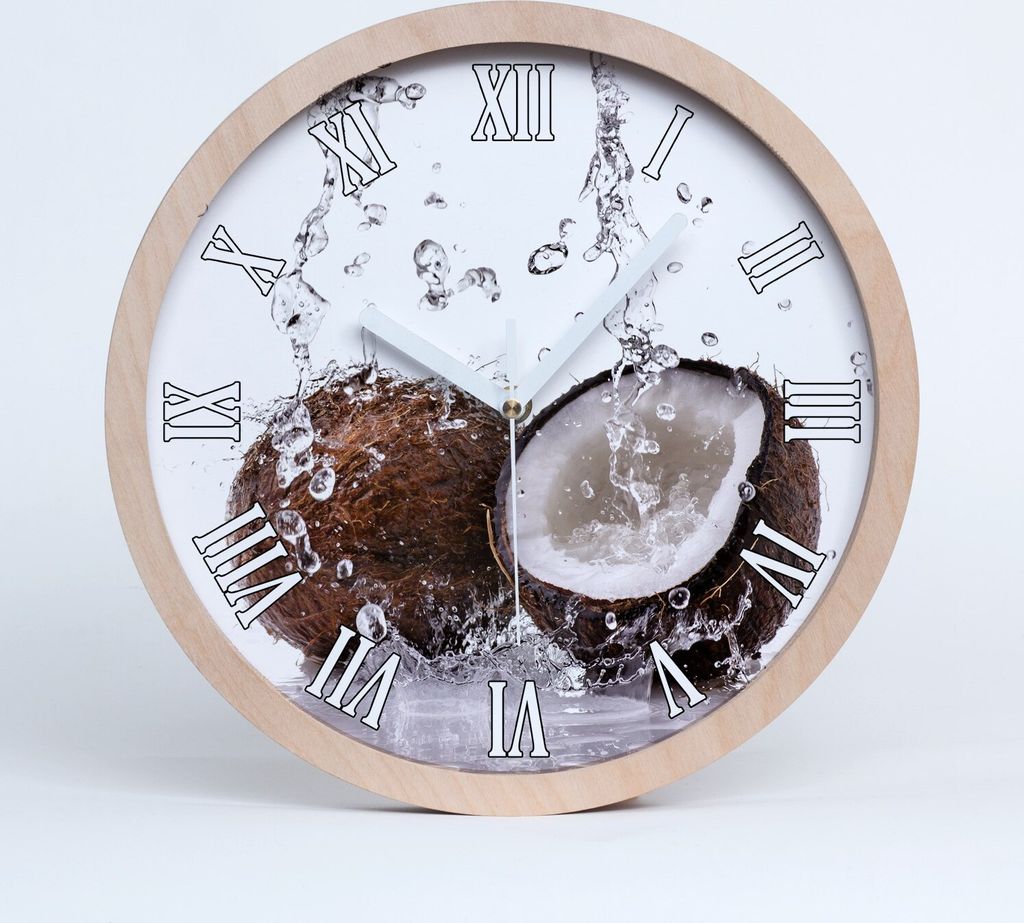 Holzuhr 25fi cm wanduhr - weiße Spitzen - und Kokoswasser