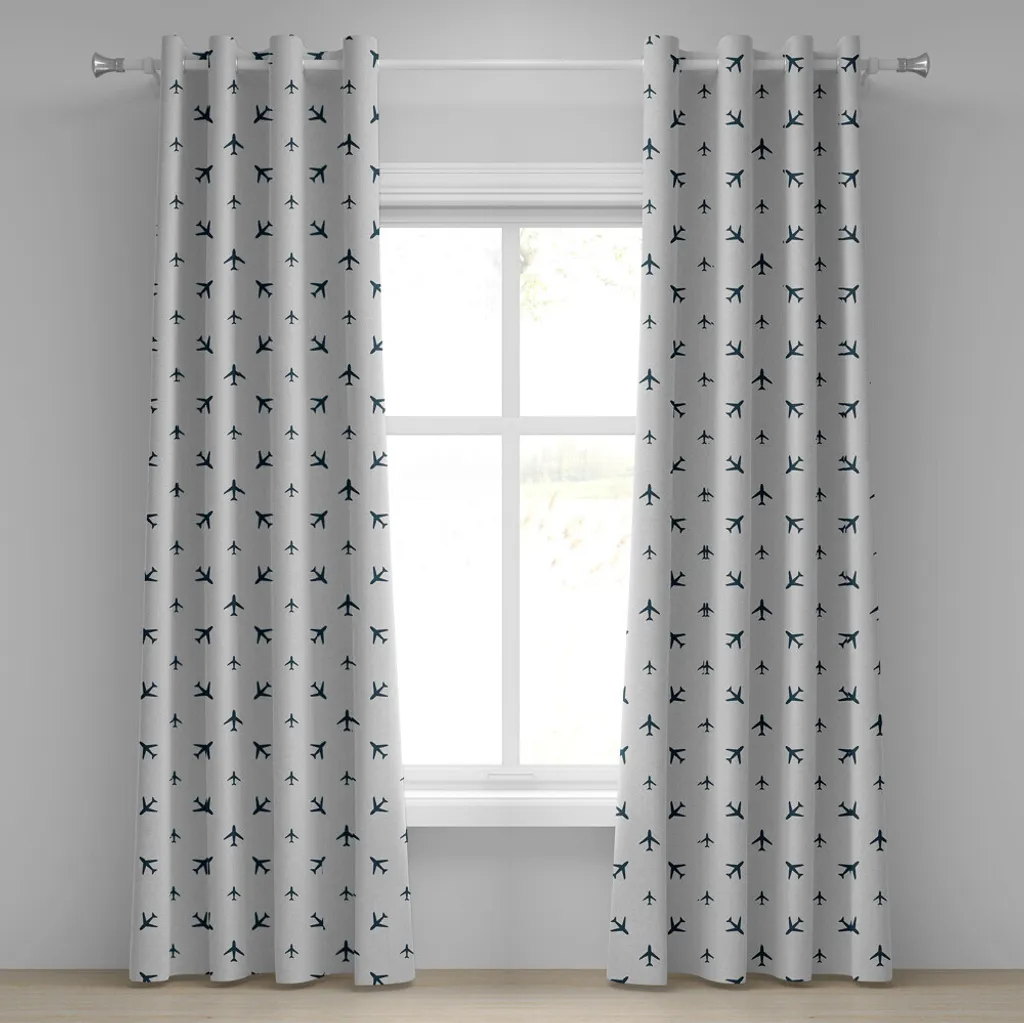 Rideau pour chambre d'enfant avion et pilote décor aéroport 280x175cm