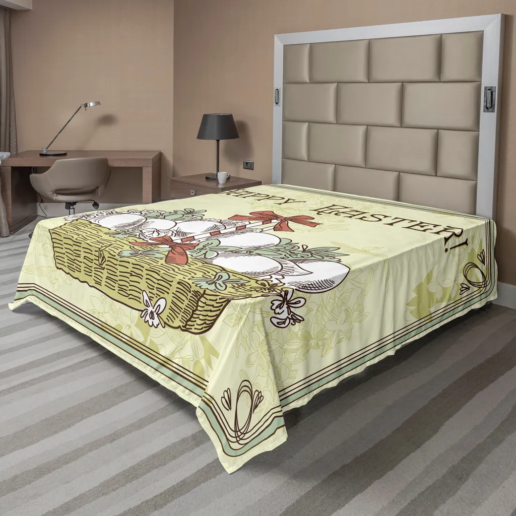 Drap plat 266x260 facile d'entretien pour lit décoratif spécial Pâques