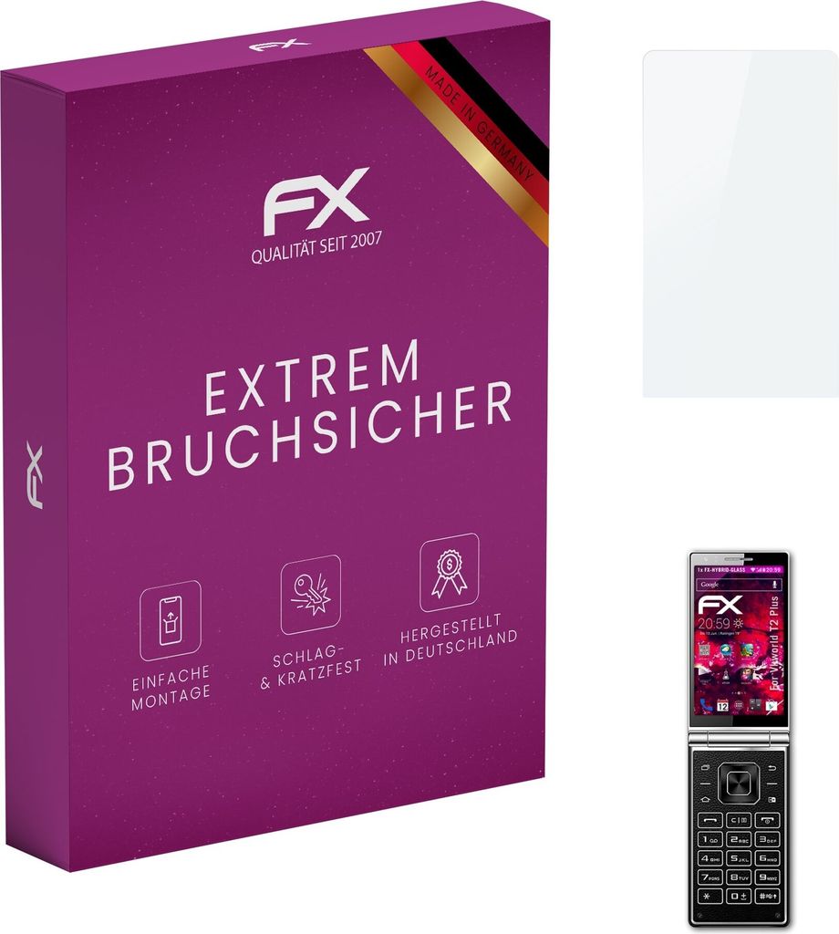 atFoliX FX-Hybrid-Glass Displayfolie kompatibel mit Vkworld T2 Plus Glasfolie