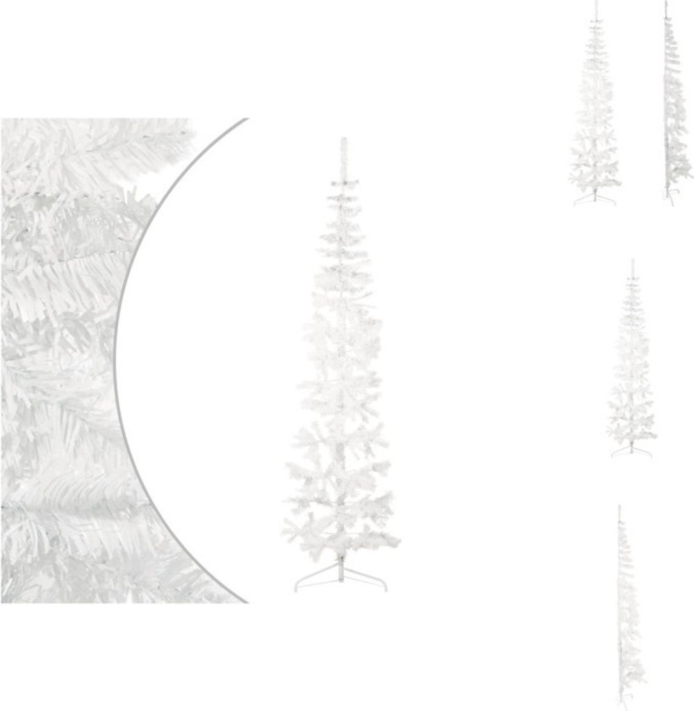 vidaXL Künstlicher Halb-Weihnachtsbaum mit Ständer Schlank Weiß 240 cm - Weihnachtsbäume