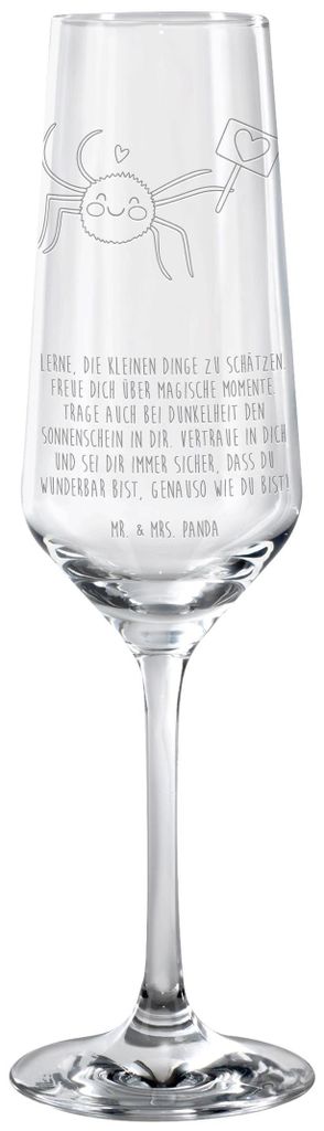 Mr. & Mrs. Panda Glas Spinne Agathe Motivation - Transparent - Geschenk, Champagnerglas, Glück, Vertrauen, Sektglas, graviert, Dankeschön, Liebe,...