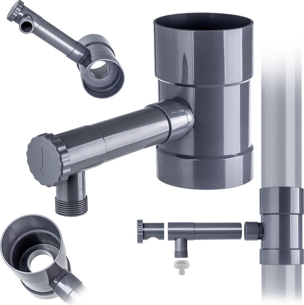 KADAX Regenwasserfänger mit Ventil 100 mm Grau