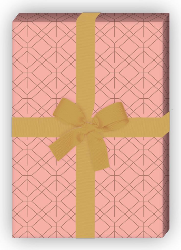 Feines rosa geometrisches Jugendstil Geschenkpapier, Art Deko - G12302, 32 x 48cm