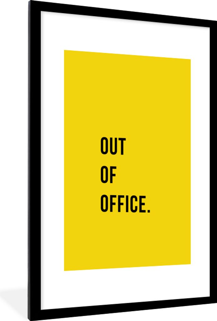MuchoWow Gerahmtes Poster Zitate - Außer Haus - Gelb 60x90 cm - Poster mit Schwarzem Bilderrahmen Wandposter Rahmen Foto Bilder - Dekoration - W...
