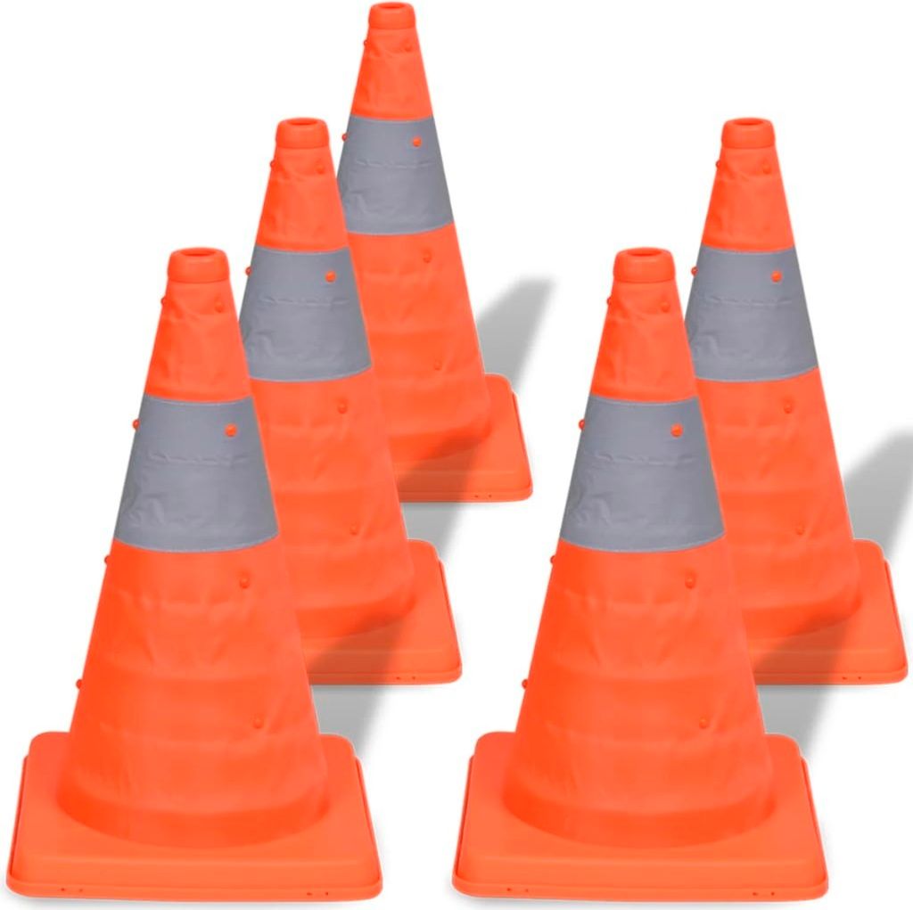 Pylone LEA 5er Set Aufklappbar Verkehrsleitkegel 42 cm | Verkehrskegel Pylone Verkehrsleitkegel Warnleitkegel Warnkegel Verkehrshütchen Markierung...