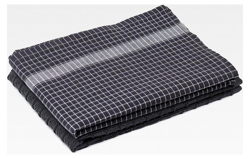 2er Set Küchen Frottierhandtücher, 100 Prozent Baumwolle, 50 x 70 cm - Grau/Weiß
