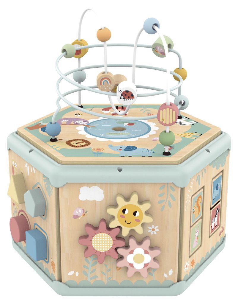 Tooky Toy 7-in-1 houten activiteitenkubus + 2 jaar 31 x Productafbeelding 