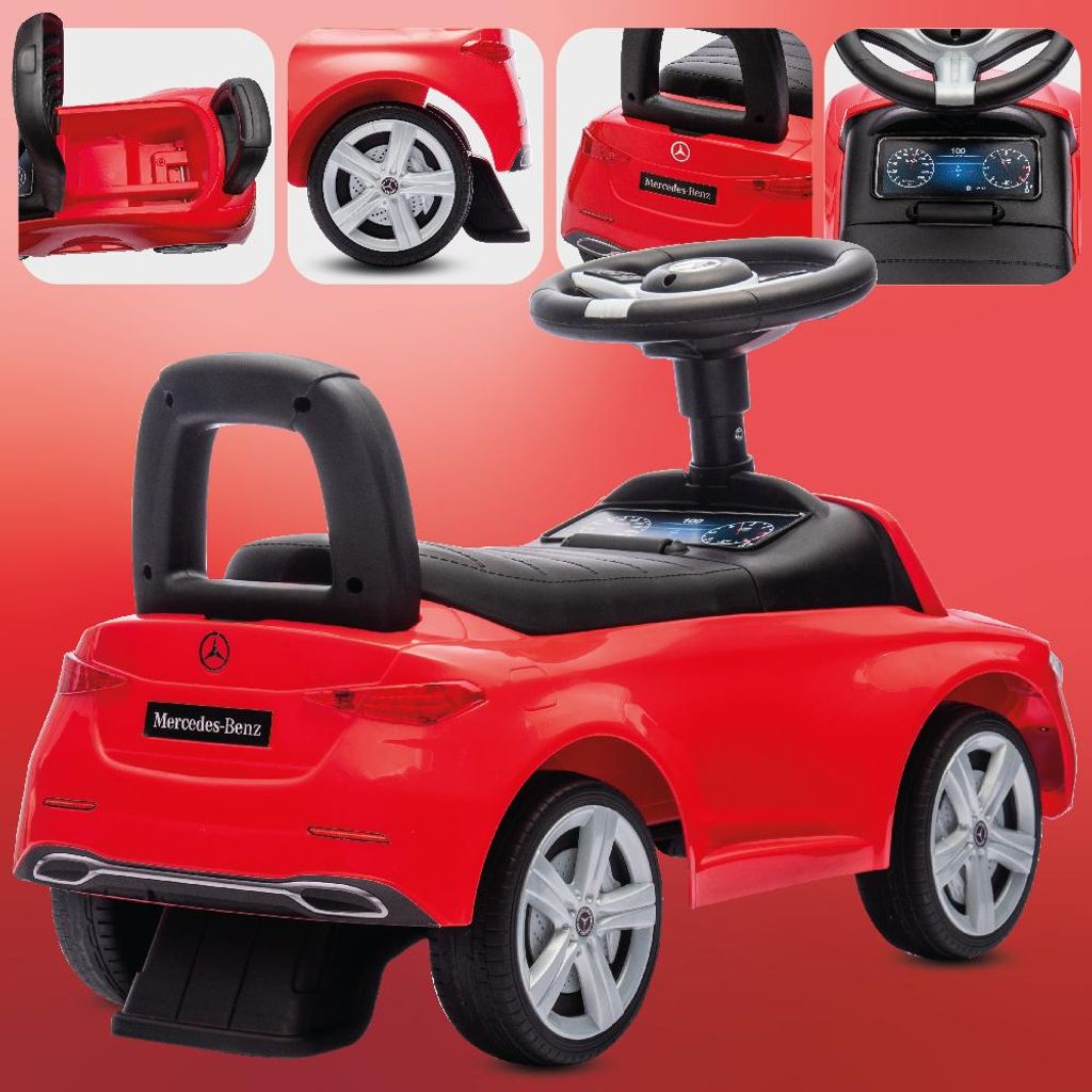 VOLTZ TOYS Voiture à pousser, sous licence officielle Mercedes-Benz AMG GL63 4-en-1 bébé voiture à pousser à pédales avec barre de poussée, siège en cuir, repose-pieds, éclairage LED complet, MP3 et