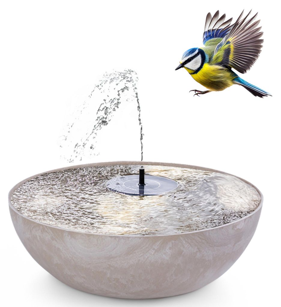 Solar-Brunnen Set für draußen - 45 cm Schale sandfarben Produktbild 