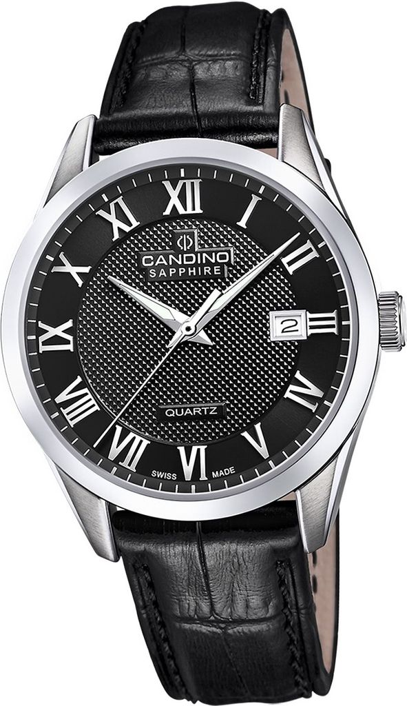 Candino Leder Herren Uhr Analog Casual Armbanduhr schwarz Classic D2UC4710/D