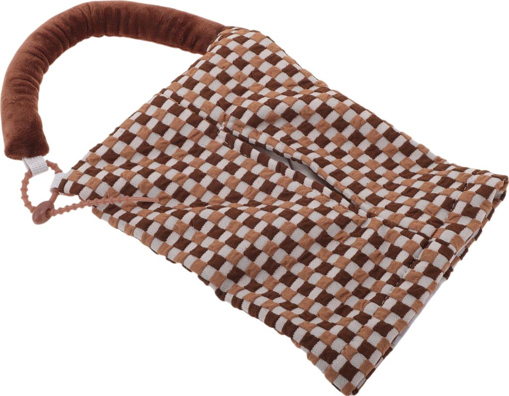 Auto-Taschentuchhalter Auto-Taschentuchbox-Organizer Schachbrett-Stoff 25x17x5cm Kaffeefarbe 1 Stück
