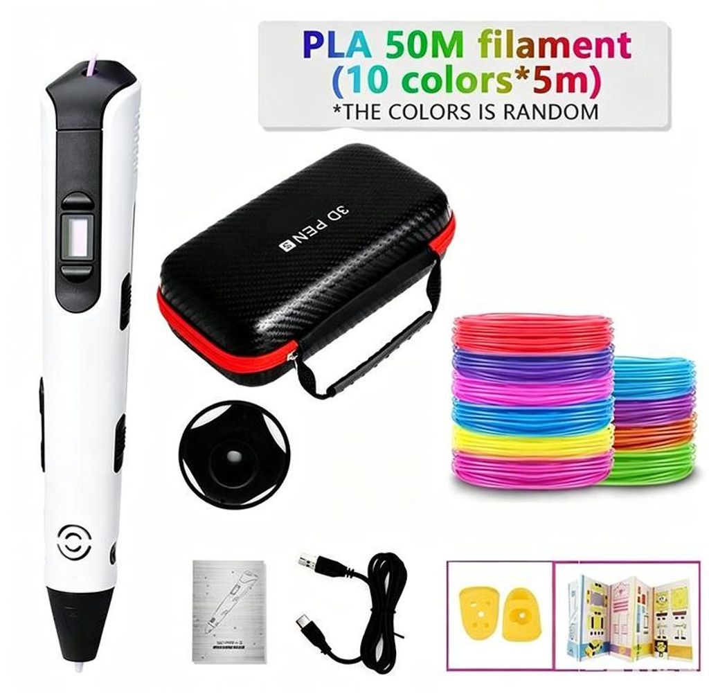 ZELURXX 3D Druckstift für Kinder, DIY Malen, 3D Pen, Geschenk, Kreativspielzeug, Zeichnen, Kunststoff, mit PLA Filament, für Party, Geburtstag, W...