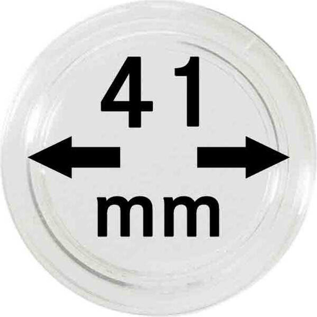 A clear, close-up image of a coin capsule with a size indicator.