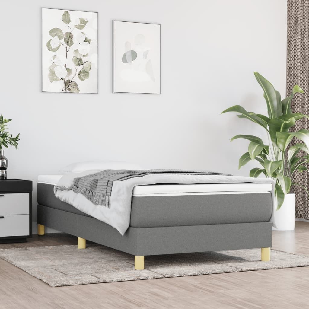 The Living Store Boxspringbett Dunkelgrau 80x200 cm Stoff