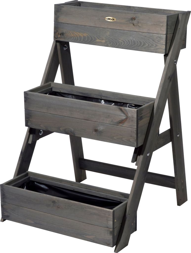 Dobar Dreistufige Pflanztreppe grau ca. 60x70x90 cm Produktbild 1