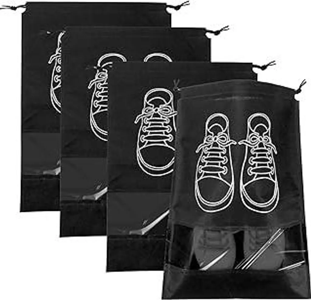 Set 4 Sacchetti per Scarpe da Viaggio con Finestra Trasparente | Travel Shoe Bag