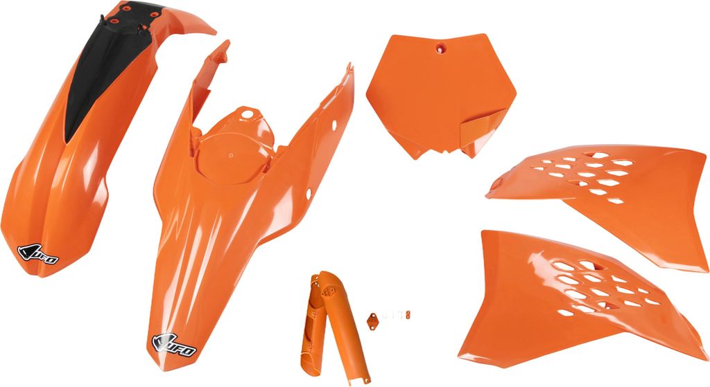 Verkleidungskit UFO PLAST 7-teilig Verkleidungssatz Kunststoff mit Gabelschutz für KTM SX SX-F Racing 125 - 450 ccm Bj. 2007 - 2010, Farbe:orange OEM